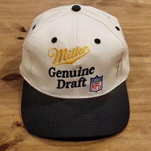 NFL Miller Genuine Draft Hat Cap Snapback White Black Beer Football One Size